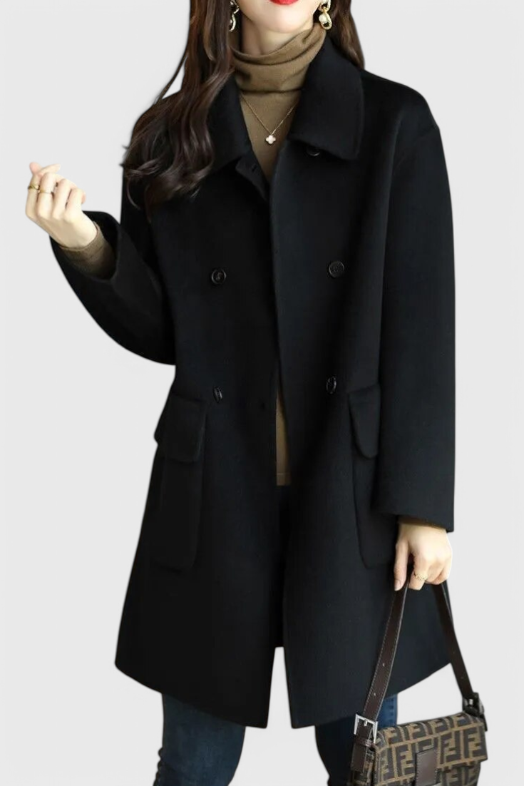 Isabel · Abrigo Largo de Lana con Doble Botonadura