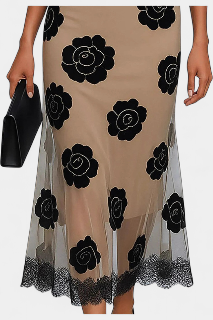 Elena · Vestido Midi Elegante Bicolor para Mujer